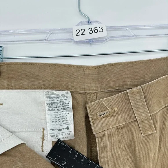 Carhartt Work Pants Mens 38x34 Khaki Cotton Relaxed Fit Utility Canvas ProGear - Picture 4 of 12